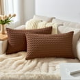 thumbnail image 2 of REGALWOVEN Corduroy Throw Pillow Covers Set of 2 Solid Decorative Cushion Cases for Sofa Couch Bedroom Home Decor Dark Brown 12" x 20", 2 of 7