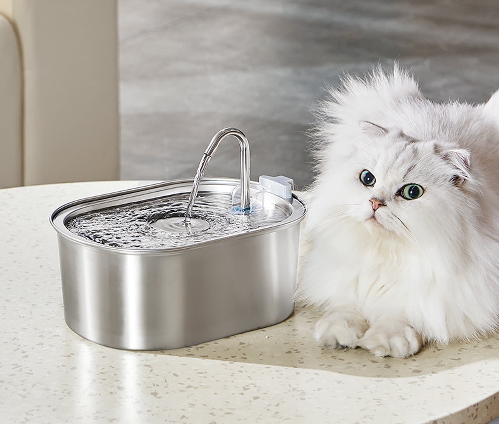 Deeceymbur 3.2l Stainless Steel Pet Fountain for Drinking Automatic Water Dispenser for Cats and Dogs Large Fountains with Filter