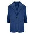 thumbnail image 4 of Yigetop Blazers for Women Business Casual, Ladies' Button Down Solid Color Cardigan Small Suit with Pockets and Three Quarter Sleeves 3/4 Sleeve Blazer for Women Blue L, 4 of 5