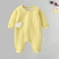 thumbnail image 4 of Zwiiyzr Infant Baby Girl Boy One Piece Outfit Thin Cotton Jumpsuit Warm Long Sleeve Cotton Romper Baby Clothes Yellow, 4 of 5