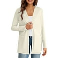 thumbnail image 3 of VISALY Long Cardigans Long Sleeve Cardigan Women's Fashion Clothes for Every Occasion Cotton Linen Cardigan Summer Chic Open Front Cardigan Thin Cardigans Lightweight Beige L, 3 of 9