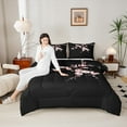 thumbnail image 3 of Manfei Cherry Blossom Bedding Sets Queen with Comforter,Japanese Art Duvet Insert,Pink Black Comforter Sets Queen Size,Super Cozy Bedroom Decor Reversible,3pcs, 3 of 7