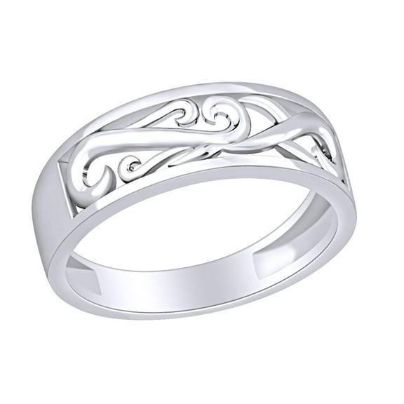 AFFY Jali Cut Band Ring 14k White Gold Over Sterling Silver
