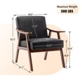 thumbnail image 6 of Accent Chair, Mid-Century Modern Armchair with Solid Wood Legs, Reading Leisure Chair with High Back for Living Room Bedroom Waiting Room, Black PU, 6 of 8