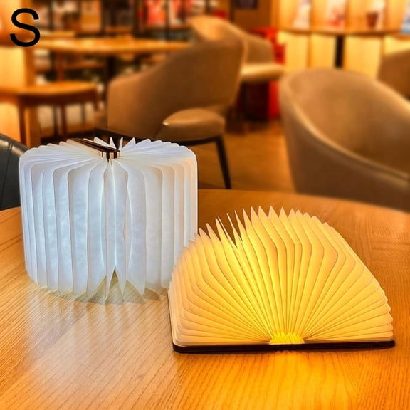 Folding Book Lamp, Wooden Book Light(3 Color,Portable USB Rechargeable Night Light, Home Office Decoration Gift LED Book Light For Home Decor Birthday Gift