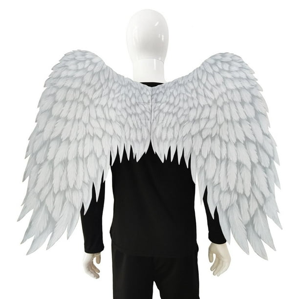 Grandes alas de ángel para adultos Accesorios de disfraces de hadas Alas decorativas Tela no tejida impresa para fiesta Carnaval de Halloween Mardi , Blanco Colco alas de ángel adulto