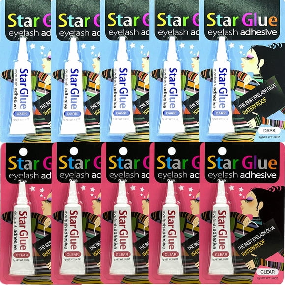 STAR GLUE Combo adhesivo impermeable para pestañas para sombra de ojos, máscara y delineador de ojos, 10 unidades de 0,24 onzas (paquete de 10)