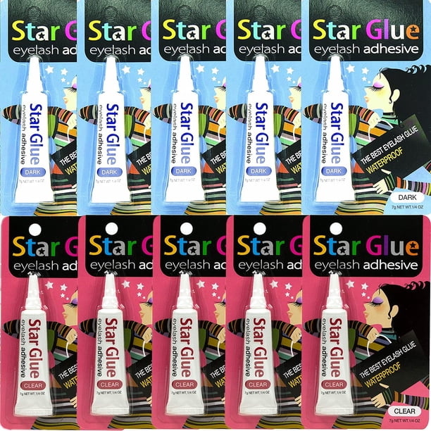 STAR GLUE Combo adhesivo impermeable para pestañas para sombra de ojos, máscara y delineador de ojos, 10 unidades de 0,24 onzas (paquete de 10)