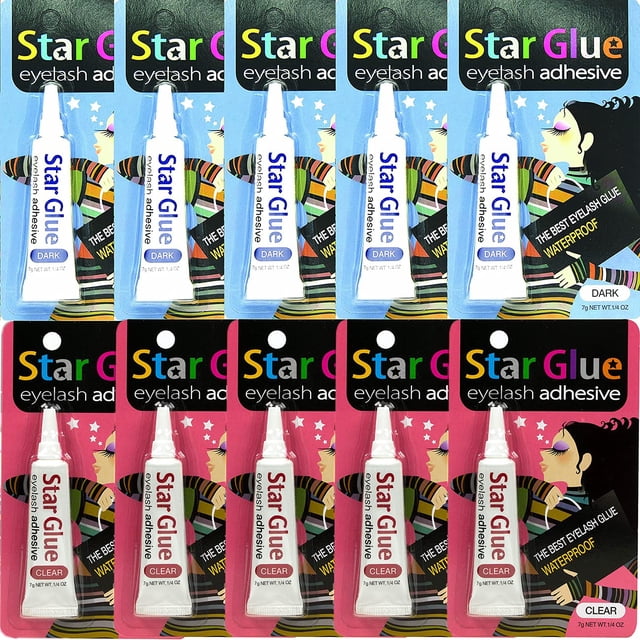 STAR GLUE Combo adhesivo impermeable para pestañas para sombra de ojos, máscara y delineador de ojos, 10 unidades de 0,24 onzas (paquete de 10)