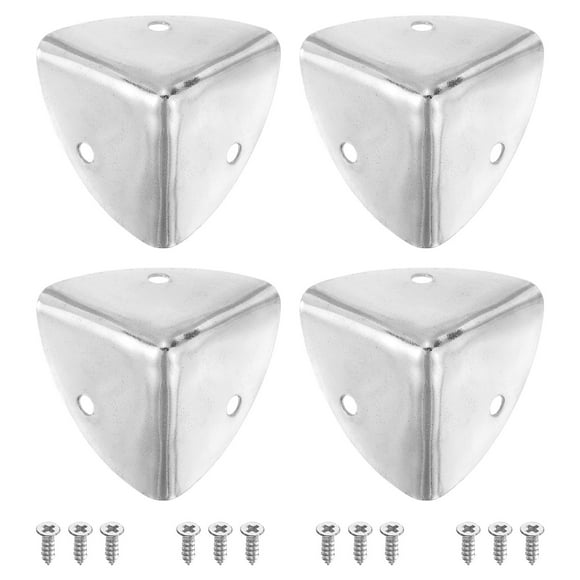 4 Pcs Furniture Corner Edges Protector, 40mm Metal Edge Guard with Screws, Silver