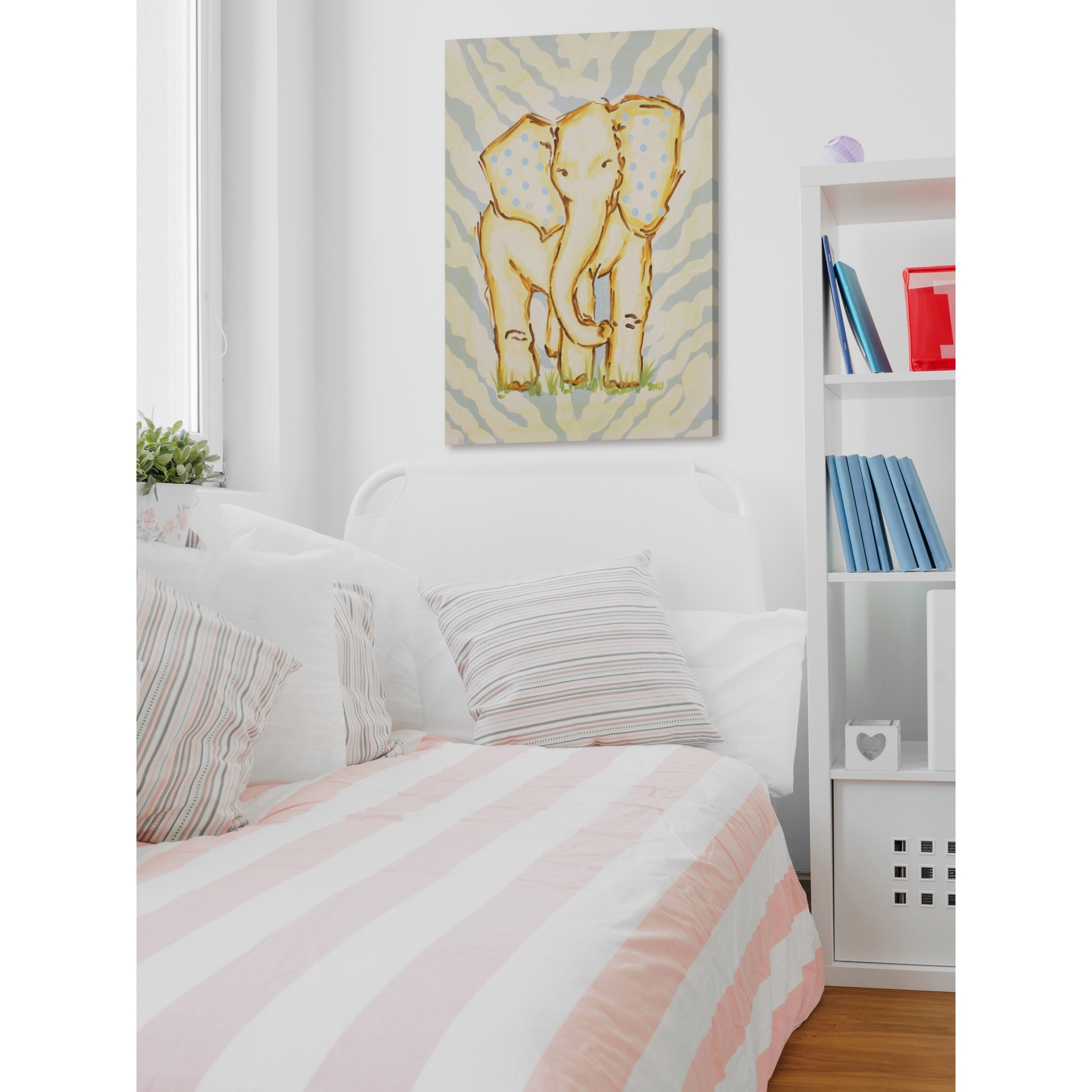 Marmont Hill "Yellow Elephant" by Reesa Qualia Painting Print on Wrapped Canvas