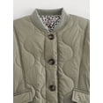 thumbnail image 6 of Women'S Lightweights Quilted Jacket Casual Button Down Puffer Outerwear Leopard Lined Coats with Pockets Gray-Green L, 6 of 9
