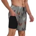 thumbnail image 2 of Rateoe Rooster Pattern Men’s Swim Shorts with Compression Liner – Double-Layered Quick-Dry Swimwear, Comfortable & Stretchy Beach Shorts-Small, 2 of 6