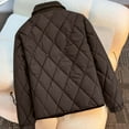 thumbnail image 5 of Roncen Women's Long Sleeve Quilted Coat - Solid Color Casual Button-Up Diamond Grid Lapel Outerwear - Lightweight Warm Winter Jacket for Daily Wear, 5 of 5