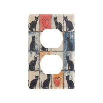 Yayeee Duplex Wall Plate 1-Gang 4.5"x2.7" Home Receptacle Light Switch Decorative Outlet Cover, Cats and Hearts