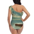 thumbnail image 5 of Sikiie Serene Coastal Blue Sky Print Women One Piece Swimsuits Tummy Control One Shoulder Bathing Suits Ruffle Swimwear, From S to XXL-XX-Large, 5 of 6