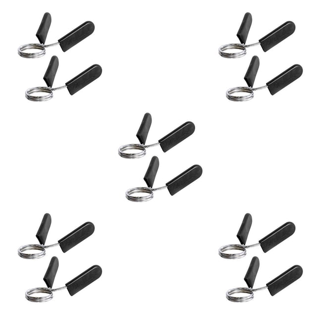 Transemion 2 Pairs 25/28mm Barbell Bar Clamp Spring Collar Clips Weight Dumbbell Lock Gym black silver 25mm 5Set