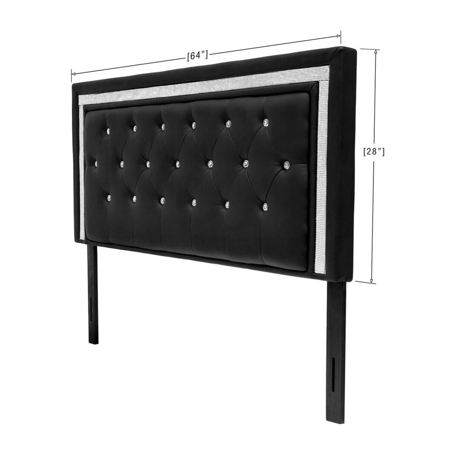 Best Master Faux Leather Twin Headboard Tufted Crystals Rhinestone
