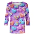 thumbnail image 4 of Womens 3/4 Length Sleeve Tops 2024, Valentines and Casual Fashion Style Shirts Crew Neck Loose-Fitting Blouses, 4 of 4