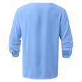 thumbnail image 2 of Camisas Manga Larga Hombre Camiseta sólida informal para hombre, camiseta con cuello en V y diseño de puño especial, blusa holgada de manga larga a la moda (Sky Blue, XXL), 2 of 4