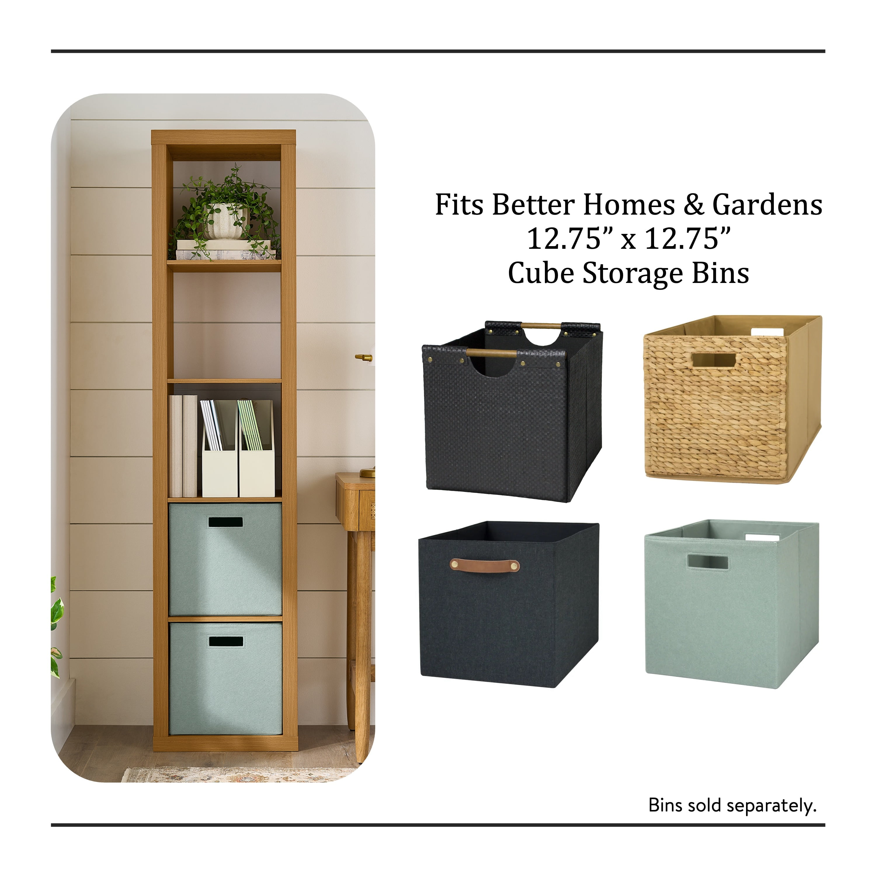 Better Homes & Gardens 5 Cube Vertical Storage Organizer, Light Honey