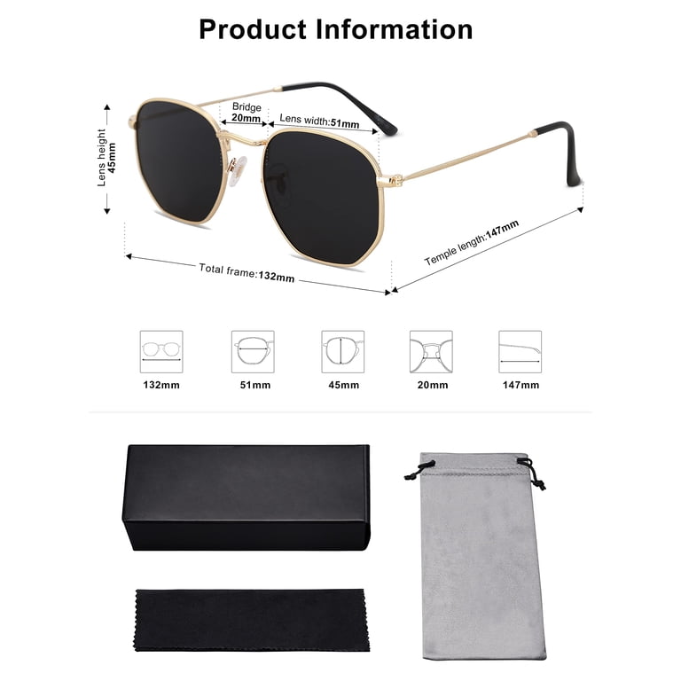 KWATE Square Polarized Sunglasses for Women Men Small 