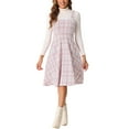 thumbnail image 2 of Vestido de tweed sin mangas de INSPIRE CHIC para mujeres, escote cuadrado, pinafore en línea A, L Rosa, 2 of 6