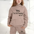 thumbnail image 2 of SUXIAN Children Boys and Girls Long Sleeve Letter Printed Lightweight Hoodie Sweatshirts and Long Pants Set Outfit Cozy Outfits Sweatsuits Sets Khaki 130, 2 of 8