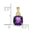 thumbnail image 7 of Auriga Fine Jewelry 14K Yellow Gold Checkerboard Amethyst and Diamond Pendant for Women (L-13.5mm, W-7mm), 7 of 7