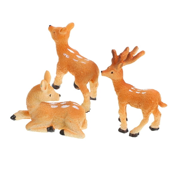 3pcs Mini Landscape Deer Microlandscape Resin Bonsai Deer Decors Mini Deer Figurines