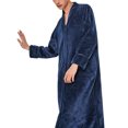 thumbnail image 4 of Frontwalk Mens Plush Flannel Zip Up Robes Zipper Lounger Robe Bathrobe Loose Fit Pajamas, 4 of 4