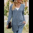 thumbnail image 4 of Cárdigan de Punto Suave para Mujer, Moda Otoño 2025, Abrigo de Larga Abierto con Bolsillos. Azul M, 4 of 9