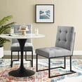 thumbnail image 2 of Side Dining Chair, Set of 2, Fabric, Metal Steel, Black Grey Gray, Modern Contemporary Urban Design, Kitchen Room Cafe Bistro Restaurant Hospitality, 2 of 4