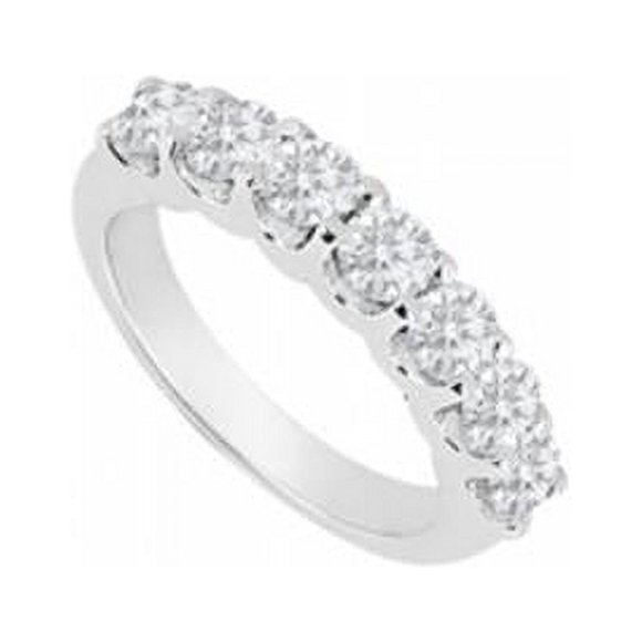 Fine Jewelry Vault UBW127BW14D 14K White Gold Round Prong Set Diamond Wedding Band - 0.35 CT, 7 Stones