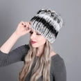 thumbnail image 3 of Contrast Color Furry Hat for Women  Winter Beanie with Patchwork, 3 of 4