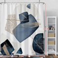 thumbnail image 2 of Blue Grunge Texture Shower Curtain Abstract Grain Fashion Creative Design Boho Striped Shower Curtains for Hotel Spa Home Bathtubs Bath Waterproof Fabric with Hooks 72x84 Inches, 2 of 6