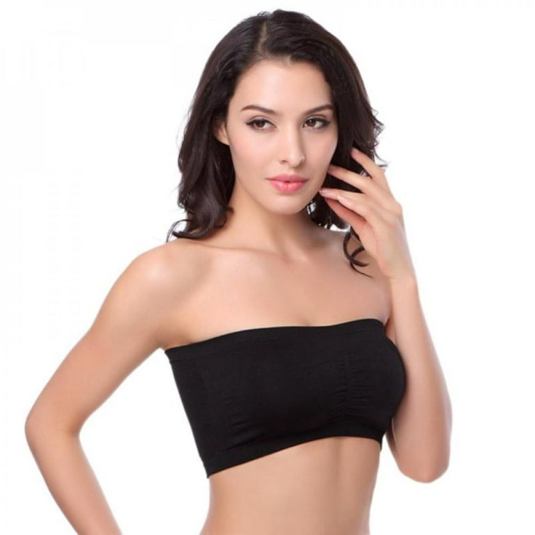 Stretch Strapless Bras for Women, Seamless Bandeau Crop Tube Top