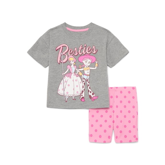 Toy Story Toddler Girls Graphic Tee and Bike Shorts Set, 2-Piece, Sizes 12M-5T