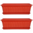 thumbnail image 1 of Miangastore 2pcs Plastic Vegetable Flower Planters Boxes Rectangular Flower Pots with Saucers, 1 of 8