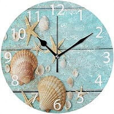 Wall clock digital creative clock silent living room beach landscape wall clock