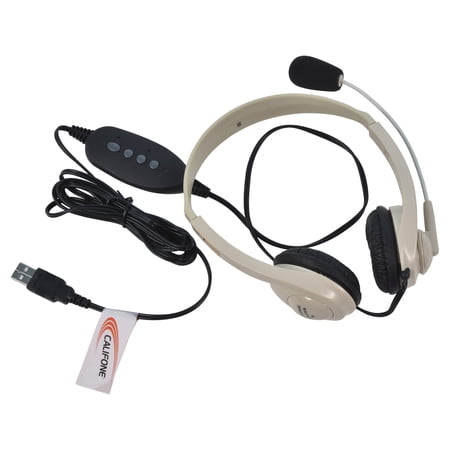 UPC: 0610356553008 | Califone 3064-USB Lightweight On-Ear Stereo Headset with Gooseneck Microphone  Inline Volume Control  USB Plug  Beige  Each