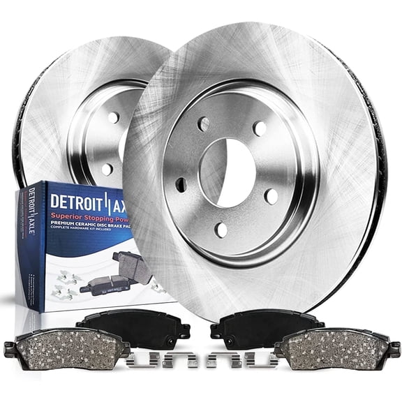 Detroit Axle - Front Brake Kit for Chrysler Town & Country Dodge Journey Grand Caravan Ram C/V Routan [w/Single Piston Front Caliper], Disc Brake Rotors Ceramic Brake Pads: 11.89 inch Rotor
