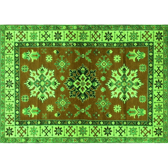 Ahgly Company Indoor Rectangle Geometric Green Traditional Area Rugs, 2' x 3'