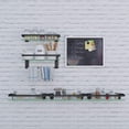 thumbnail image 2 of Sofinny 2 Tier Glass Shelf for Bathroom Wall Mounted, 15.7in Aluminum Floating Shelves with Towel Bar, No Drilling, 8mm Thick Tempered Glass (Black), 2 of 7