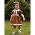 thumbnail image 4 of BemeyourBBs Toddler Baby Girl Christmas Outfit Gingerbread Dress Kids Doll Peter Pan Collar Short Sleeve A Line Dress Xmas Clothes, 4 of 8