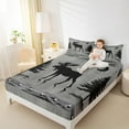 thumbnail image 4 of jejeloiu Woodland Animal Moose Queen Sheet Sets,Old Barn Door Flat Sheet,Rustic Farmhouse Cabin Queen Fitted Sheet For Child,Microfiber Bedroom Decor,4pcs, 4 of 7
