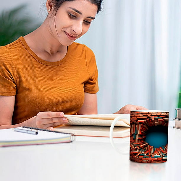 Taza de Cerámica con Estantería de 350 Ml | Vaso para Cepillo de Dientes Estilo Pareja | Vaso de Plástico Sin Bpa | Resistente, 9,5 Cm de Diámetro y 8 Cm de Altura | Multiusos: Hogar, Oficina, Gimnas
