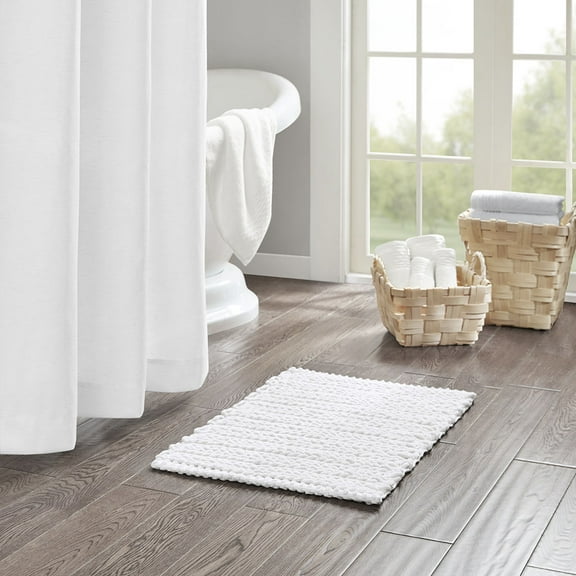 100% Cotton Chenille Chain Stitch Bath Rug 17x24 Inches Soft Absorbent Quick Dry Fade Resistant OEKO-TEX Certified Non-Slip Bathroom Mat