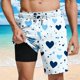 thumbnail image 1 of Ceisia Men's Blue Heart & Polka Dot Print Beach Shorts with Quick Dry Stretch Fabric and Anti-Exposure Liner Multicolor M Gifts, 1 of 6