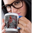 thumbnail image 2 of 3drose, Male Northern Cardinal in Winterberry Bush. Marion County, Illinois., 15oz Two-tone Blue Mug, 2 of 6